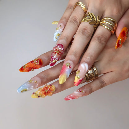 Sunshine Obsessed Aura Fresh Almond Press On Nails