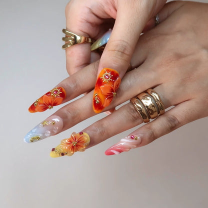 Sunshine Obsessed Aura Fresh Almond Press On Nails
