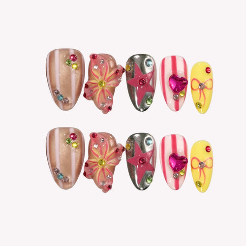Sweet Crush Chrome Fresh Almond Press On Nails