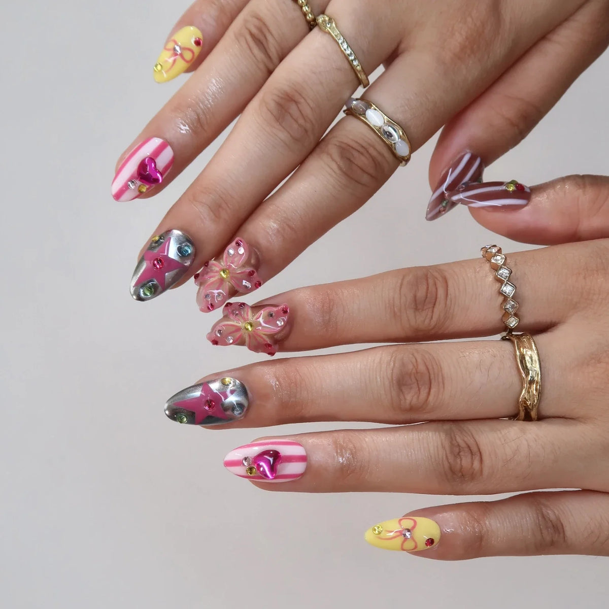 Sweet Crush Chrome Fresh Almond Press On Nails