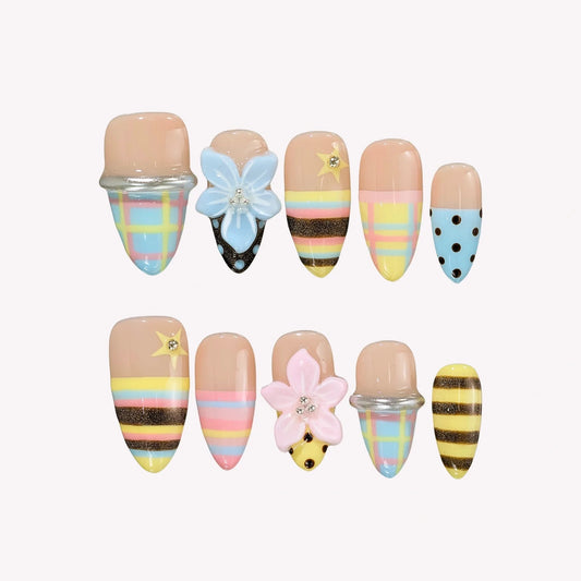 Sweet Escape Chrome Fresh Almond Press On Nails