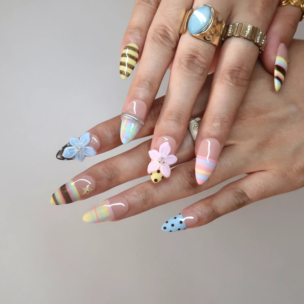 Sweet Escape Chrome Fresh Almond Press On Nails