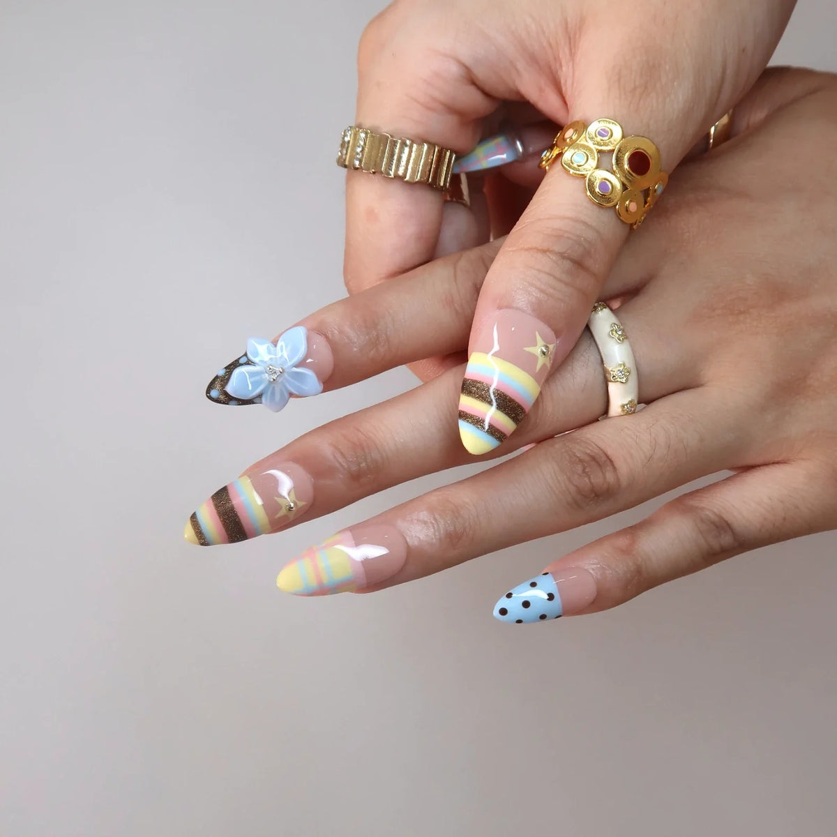 Sweet Escape Chrome Fresh Almond Press On Nails