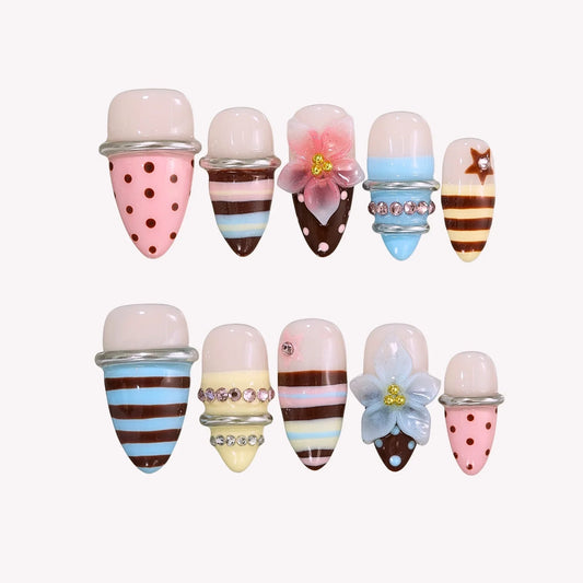 Too Sweet To Chrome Fresh Almond Press On Nails