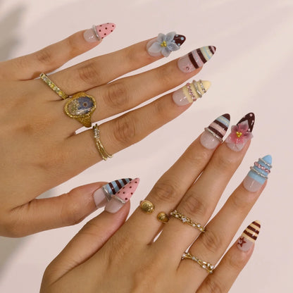 Too Sweet To Chrome Fresh Almond Press On Nails