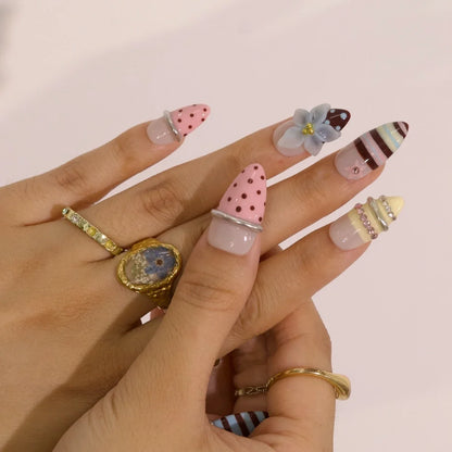 Too Sweet To Chrome Fresh Almond Press On Nails