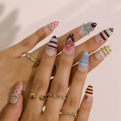 Too Sweet To Chrome Fresh Almond Press On Nails