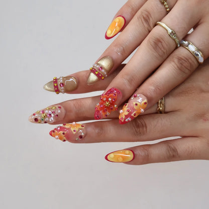 Tropical Cocktail French Fresh Almond Press On Nails