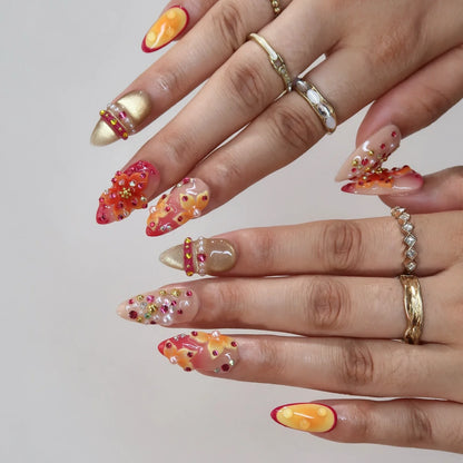 Tropical Cocktail French Fresh Almond Press On Nails