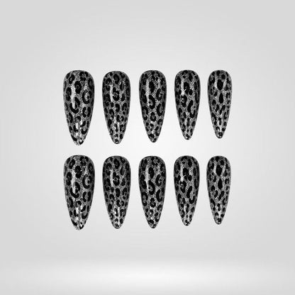 Wild Glow Chrome Spooky Stiletto Press On Nails