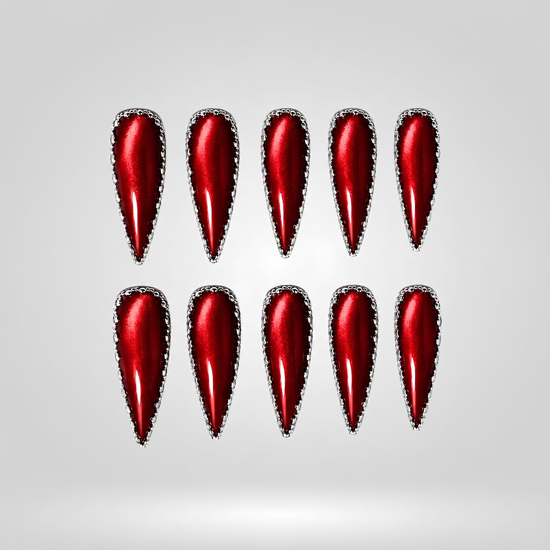 Metallic Siren Chrome Spooky Stiletto Press On Nails