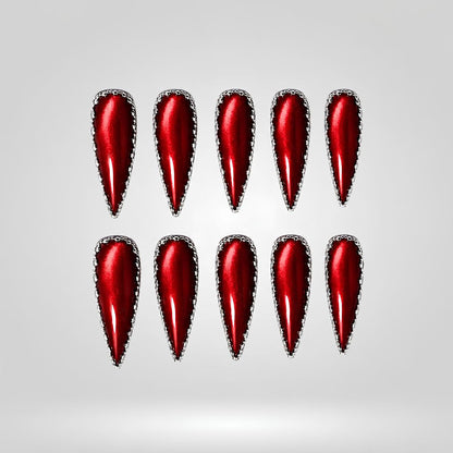 Metallic Siren Chrome Spooky Stiletto Press On Nails