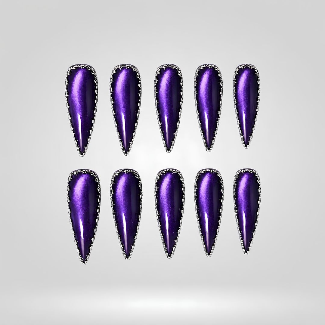 Metallic Siren Chrome Spooky Stiletto Press On Nails
