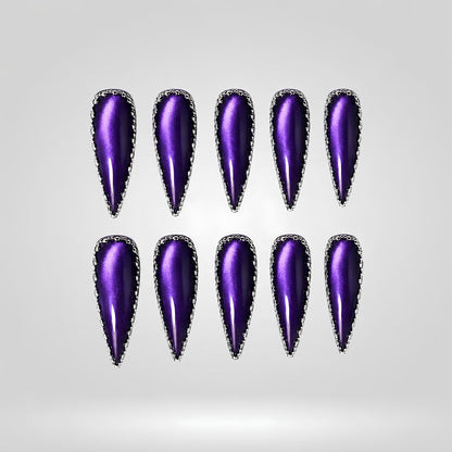 Metallic Siren Chrome Spooky Stiletto Press On Nails