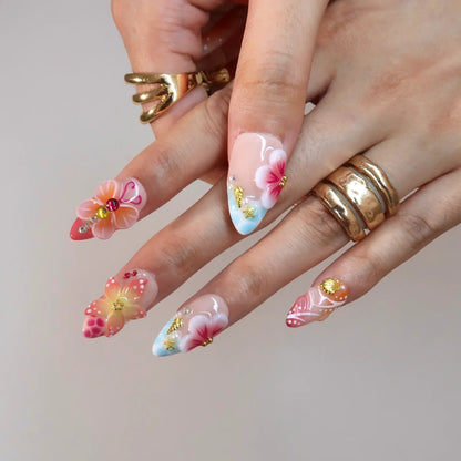 Warm & Colorful Aura Fresh Almond Press On Nails