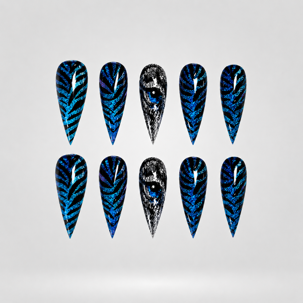 Wild Glow Chrome Spooky Stiletto Press On Nails