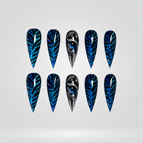 Wild Glow Chrome Spooky Stiletto Press On Nails