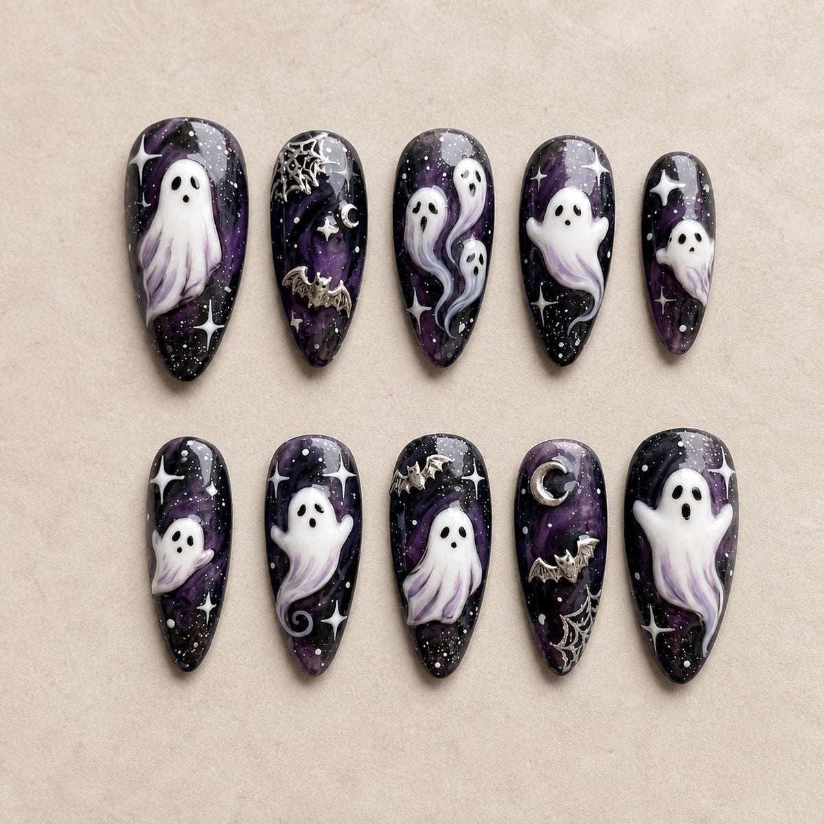 Celestial Haunt 3D Spooky Almond Press On Nails