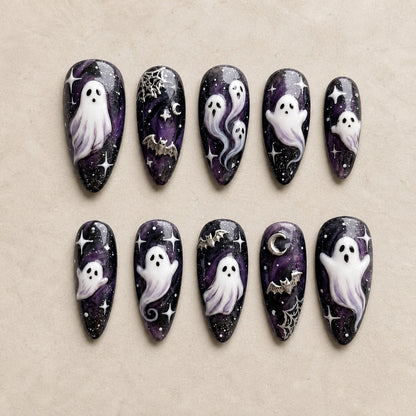 Celestial Haunt 3D Spooky Almond Press On Nails