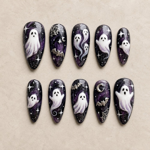 Celestial Haunt 3D Spooky Almond Press On Nails
