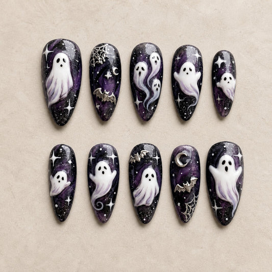 Celestial Haunt 3D Spooky Almond Press On Nails