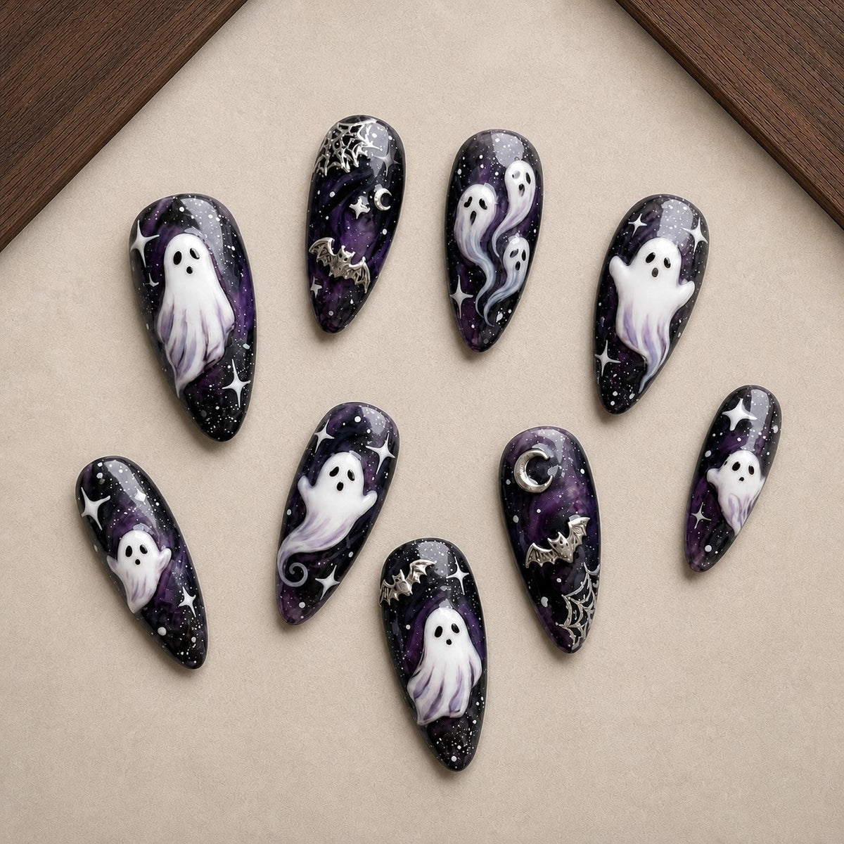 Celestial Haunt 3D Spooky Almond Press On Nails