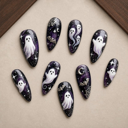 Celestial Haunt 3D Spooky Almond Press On Nails