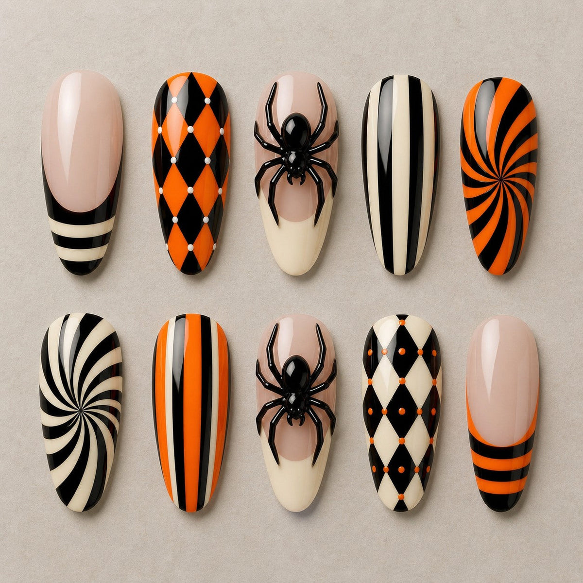 Circus Widow 3D Spooky Almond Press On Nails