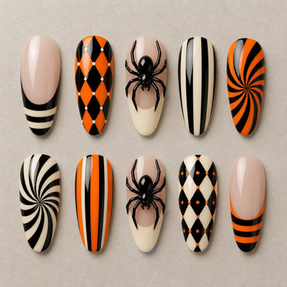Circus Widow 3D Spooky Almond Press On Nails