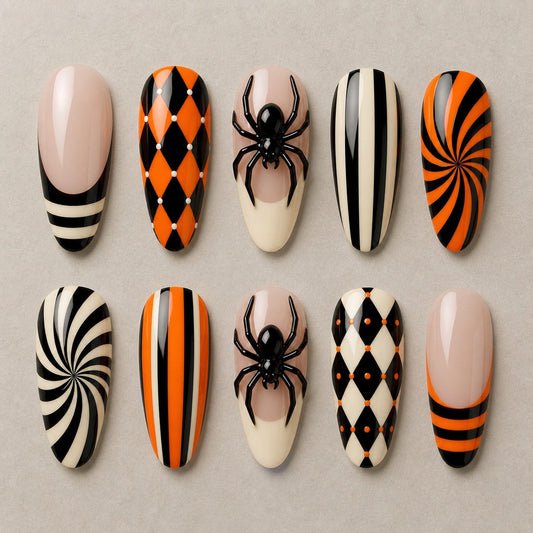 Circus Widow 3D Spooky Almond Press On Nails