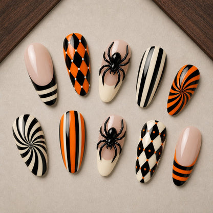Circus Widow 3D Spooky Almond Press On Nails