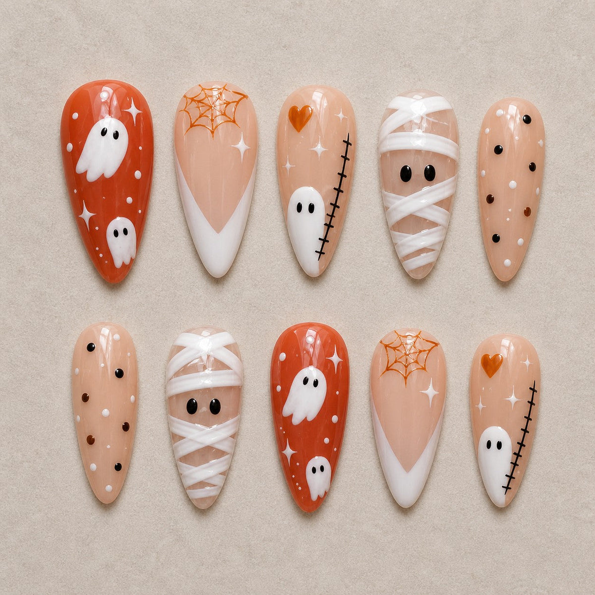 Creamsicle Spirits French Spooky Almond Press On Nails