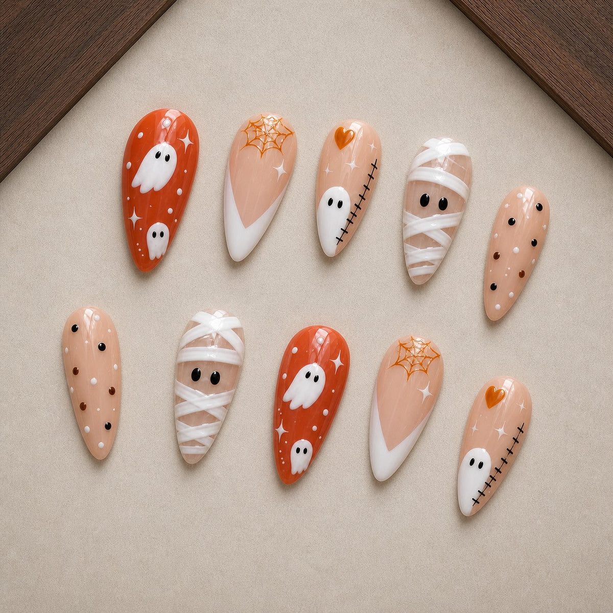 Creamsicle Spirits French Spooky Almond Press On Nails