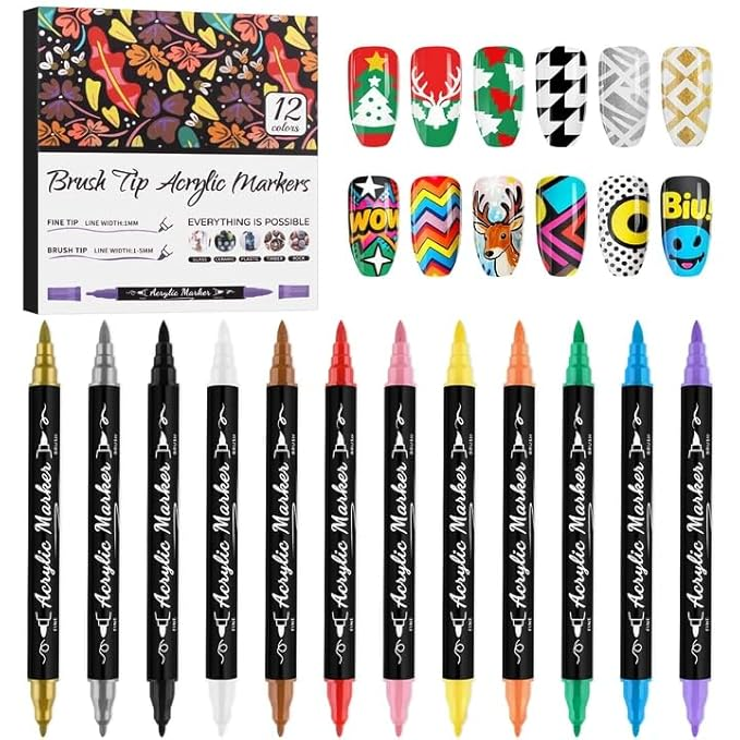 12 Colors Nail Marker Pen