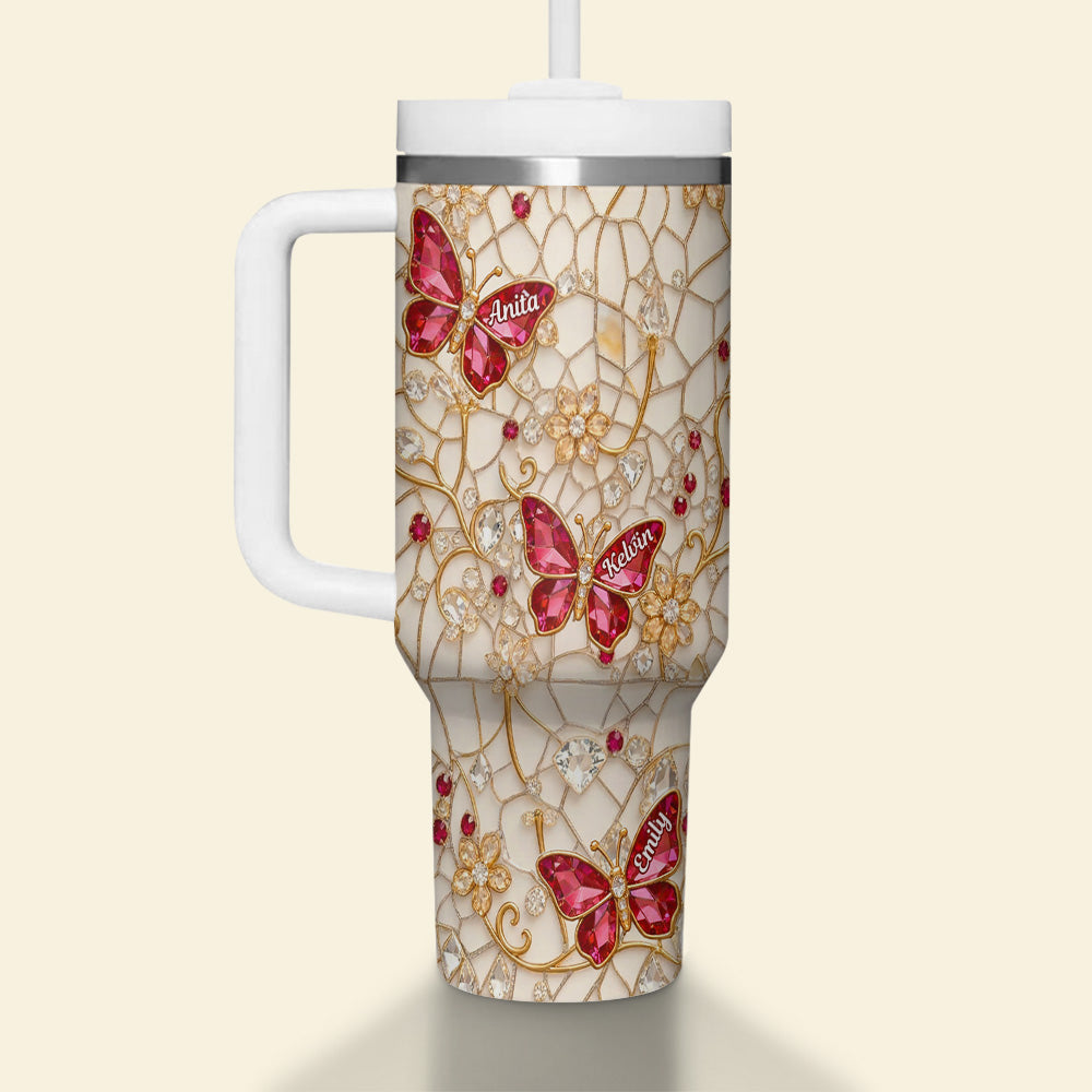 Sparkling Butterfly Floral 40oz Tumbler - Personalized Gifts For Mom 03kimg180326