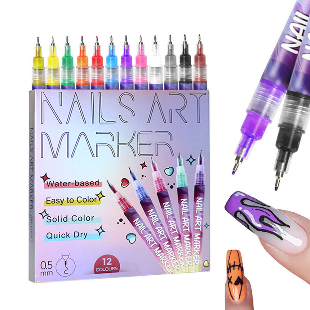 12 Colors Nail Marker Pen