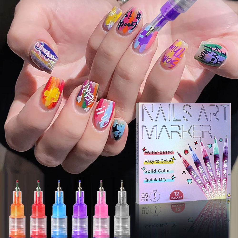 12 Colors Nail Marker Pen