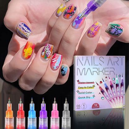 12 Colors Nail Marker Pen
