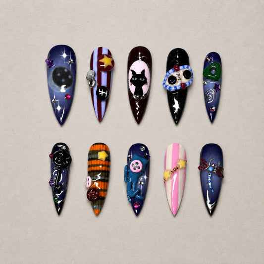 Midnight Curio 3D Spooky Stiletto Press On Nails