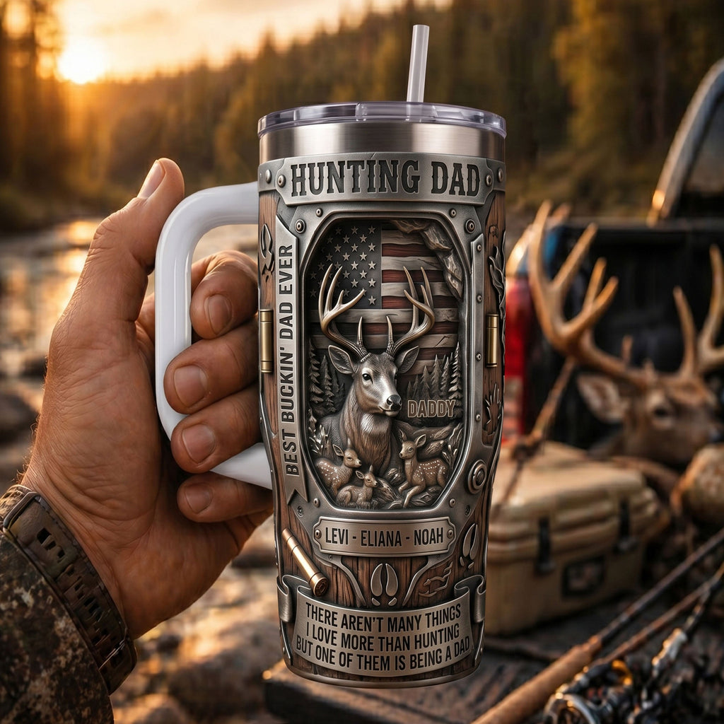 Proud Hunting Dad 40oz Tumbler With Handle, Personalized Gifts For Hunting Dads 04qhti280426