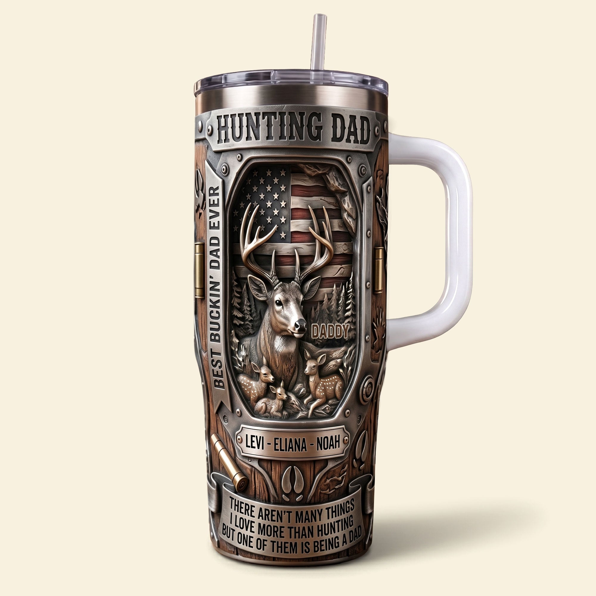 Proud Hunting Dad 40oz Tumbler With Handle, Personalized Gifts For Hunting Dads 04qhti280426
