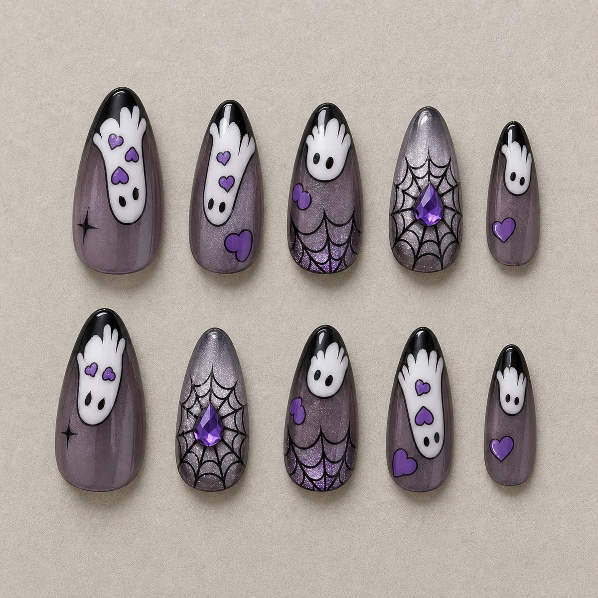 Phantom Hands Cat Eye Spooky Almond Press On Nails