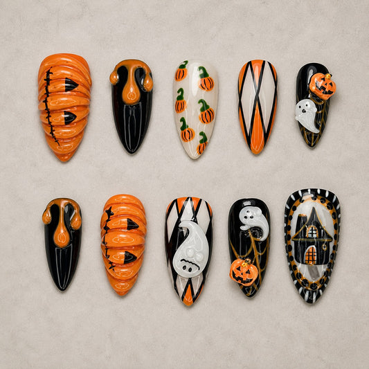 Pumpkin Parlor 3D Spooky Almond Press On Nails