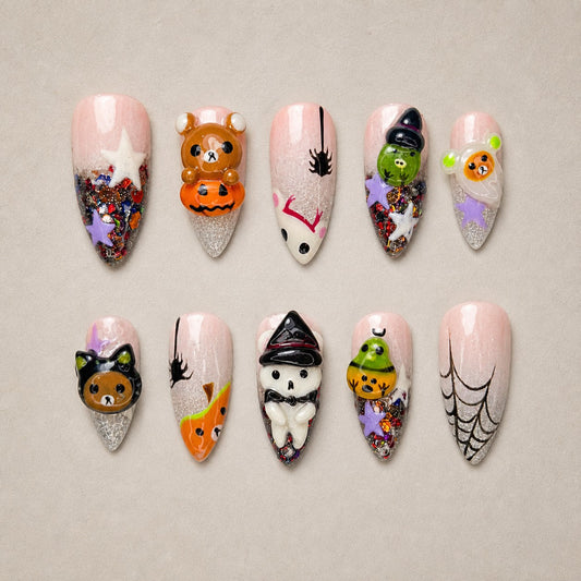 Teddy Treats 3D Spooky Almond Press On Nails