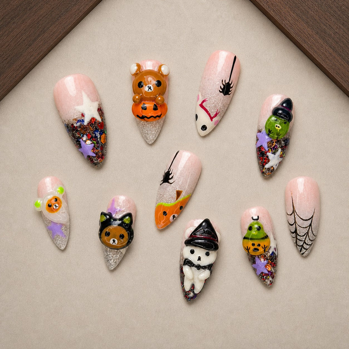 Teddy Treats 3D Spooky Almond Press On Nails