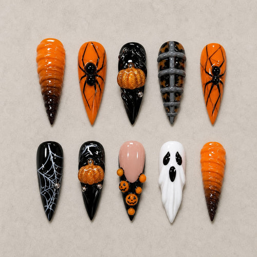 Widow's Harvest 3D Spooky Stiletto Press On Nails