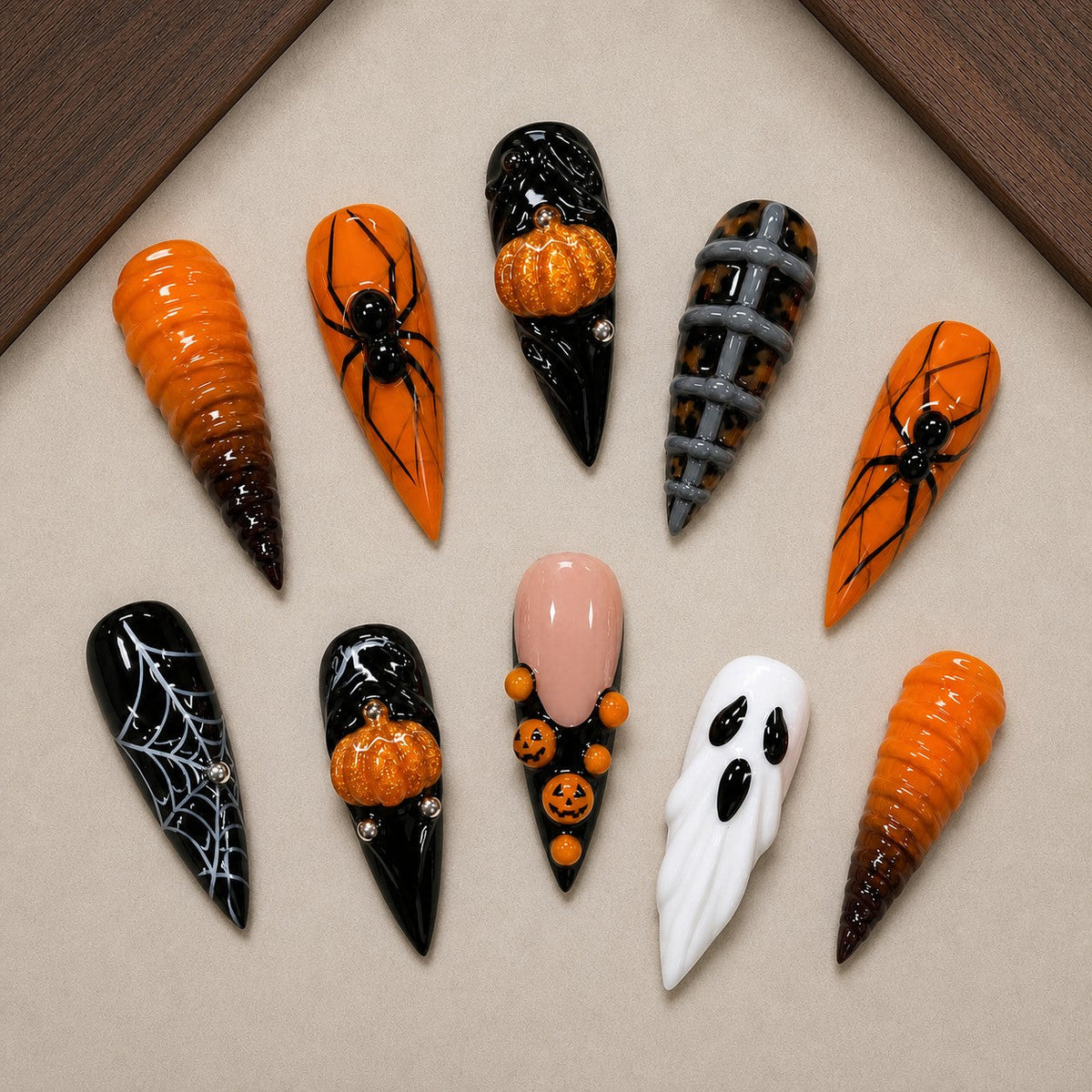 Widow's Harvest 3D Spooky Stiletto Press On Nails
