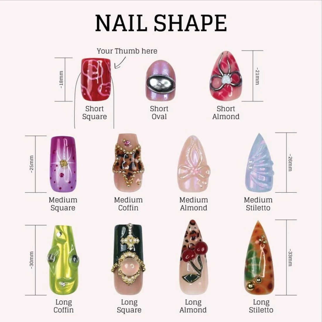 Marbled Stone Claw Plum Agate Press On Nails